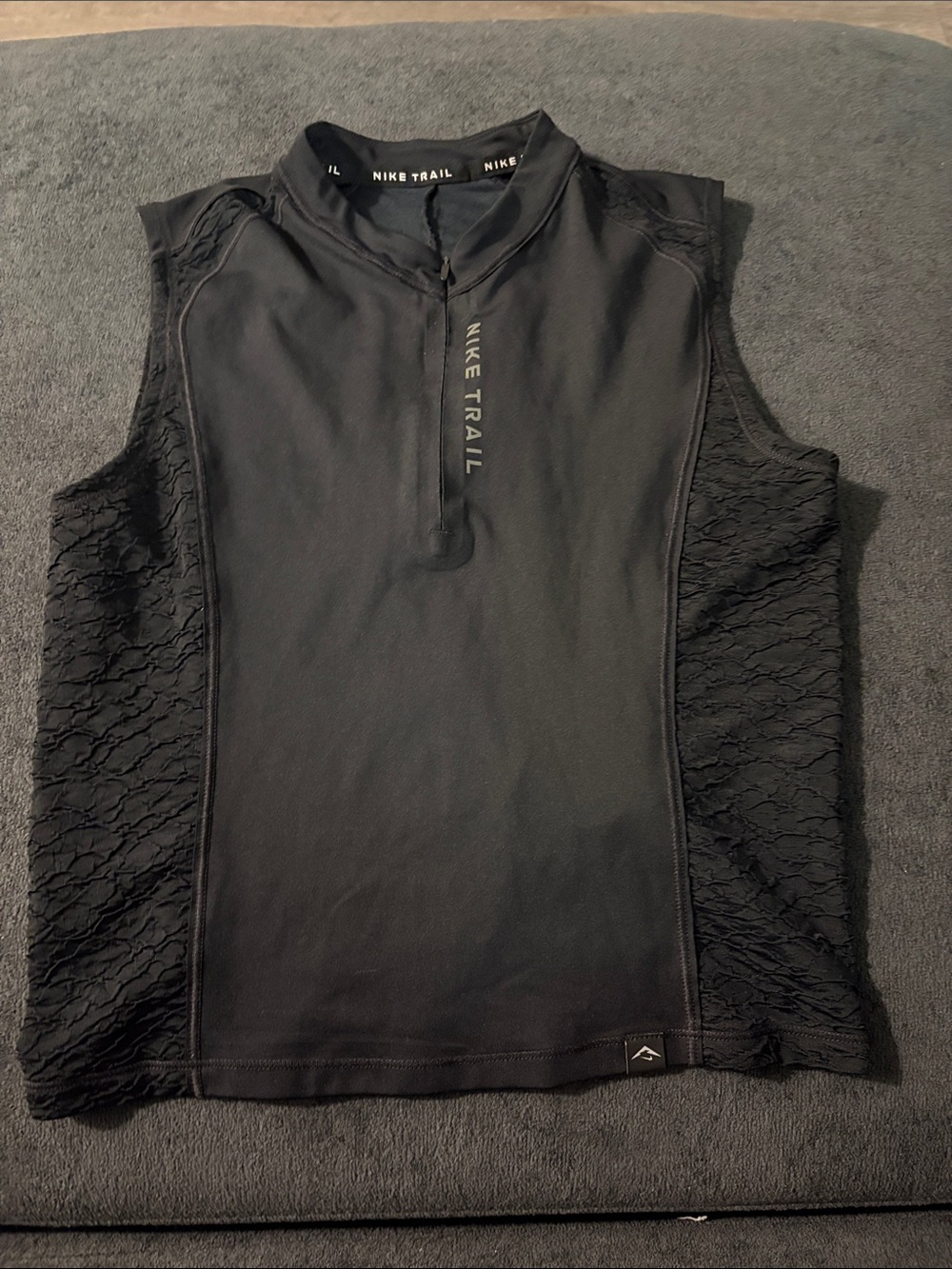 Nike Black Sleeveless Lace-Panel Athletic Top